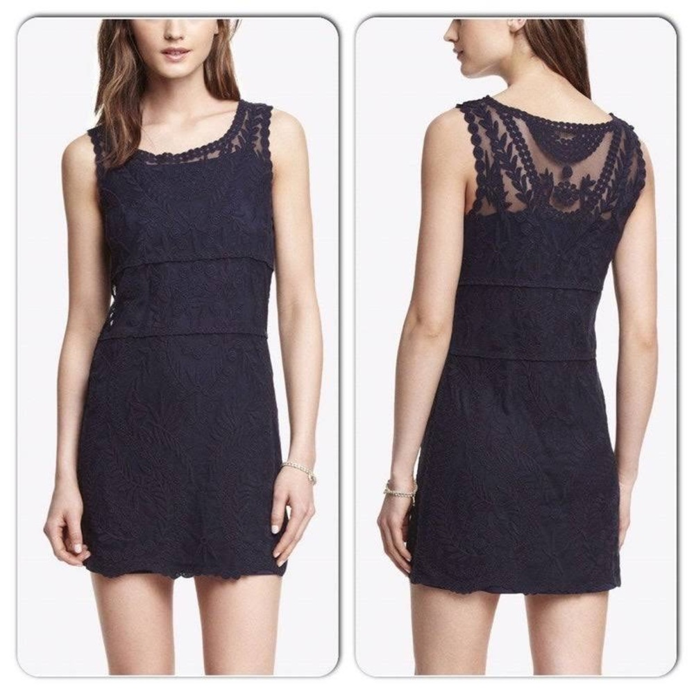 Express Blue Baroque Lace Tank Dress.